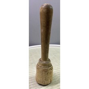 Antique Wood Pestle Kitchen Mortar Food Grinding Tool 8.5" Tall